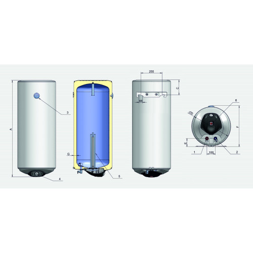 Водонагреватель Eldom Eureka 80 Slim 2x1 kw WV08039D Водонагреватель Eldom Eureka 80 Slim 2x1 kw WV08039D