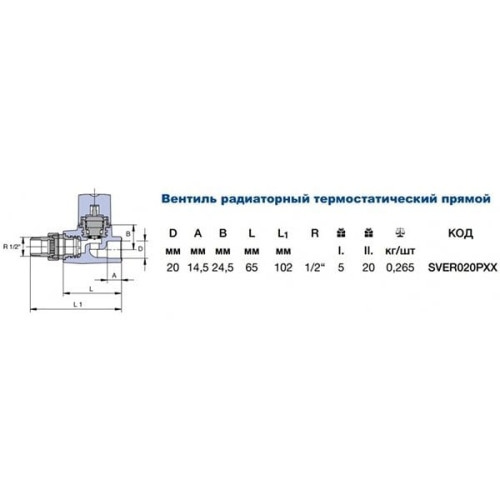 Вентиль радиаторный прямой PPR Ekoplastik PN20 20 мм 1/2' SVER020PXX