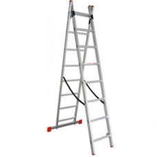 Алюминиевая двухсекционная лестница 2x8 ступеней ПРАКТИКА