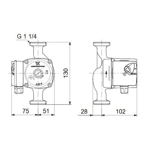 Рециркуляционный насос Grundfos UPS 20-60-130