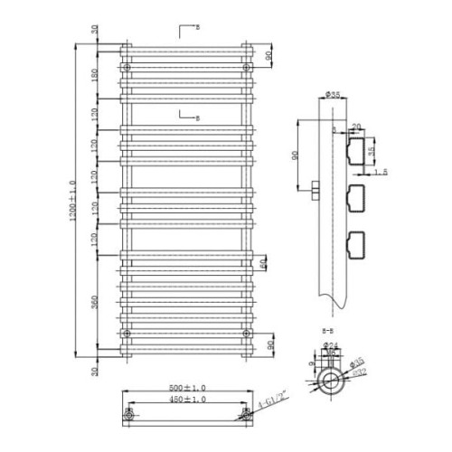 Полотенцесушитель Lambert Anthracite TRB120X50A 1200х500