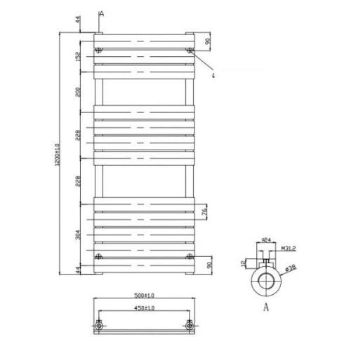 Полотенцесушитель Lambert Anthracite TRF120X50A 1200х500