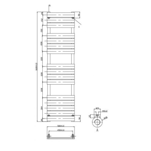 Полотенцесушитель Lambert Anthracite TRF160X50A 1600х500