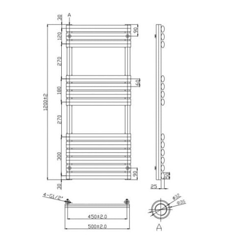 Полотенцесушитель Lambert Anthracite TRO120X50A 1200х500