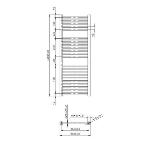 Полотенцесушитель Lambert Anthracite TRS120X50A 1200х500 Полотенцесушитель Lambert Anthracite TRS120X50A 1200х500