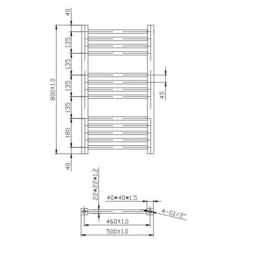 Полотенцесушитель Lambert Anthracite TRS80X50A 800х500